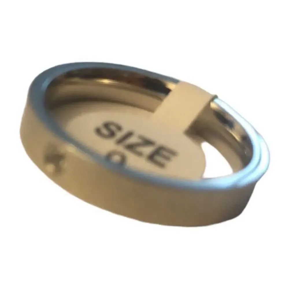 New Stainless steel band with‎ CZ size 9
